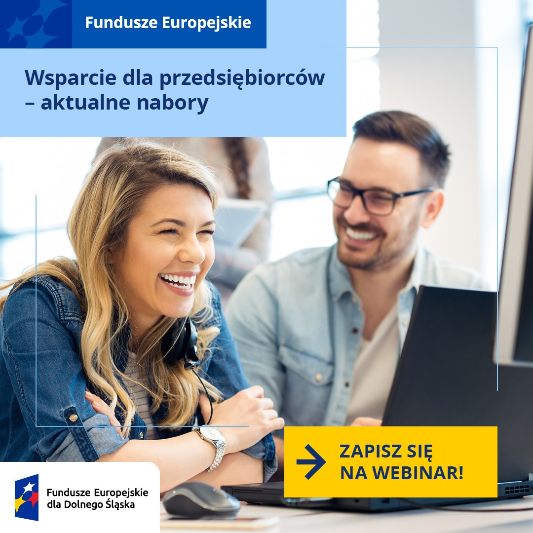 Grafika ozdobna dotycząca wsparcia dla przedsiębiorców, zapisz się na webinar