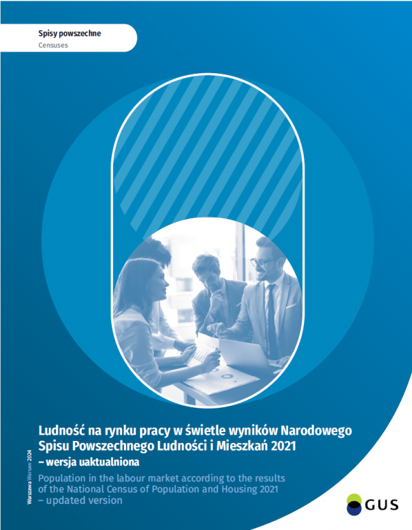 Grafika ozdobna okładki publikacji "Ludność na rynku pracy w świetle wyników Narodowego Spisu Powszechnego Ludności i Mieszkań 2021 - wersja uaktualniona"