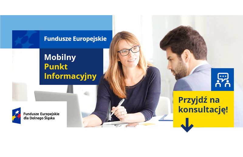 Grafika ozdobna dotycząca mobilnych punktów informacyjnych, Funduszy Europejskich