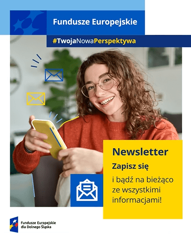 Grafika ozdobna zawierająca opis Newsletter zapisz się i bądź na bieżąco ze wszystkimi informacja,o